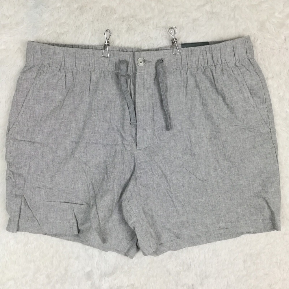 Perry Ellis Mens Shorts Linen Blend Gray Drawstring Casual Stretch‎ XXL New
